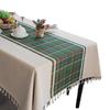 American Style Plaid Tablecloth Vintage Tassel Table Cover Living Room Rectangle Dining Cloth