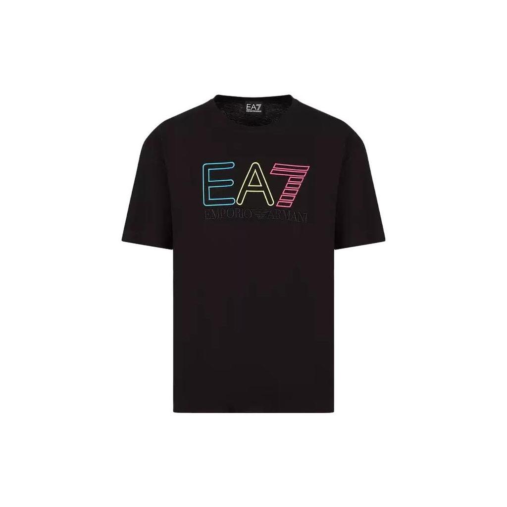 Emporio Armani Унисекс футболка с коротким рукавом и принтом логотипа-буквы EA7, черный 3RUT02-PJ02Z-1200
