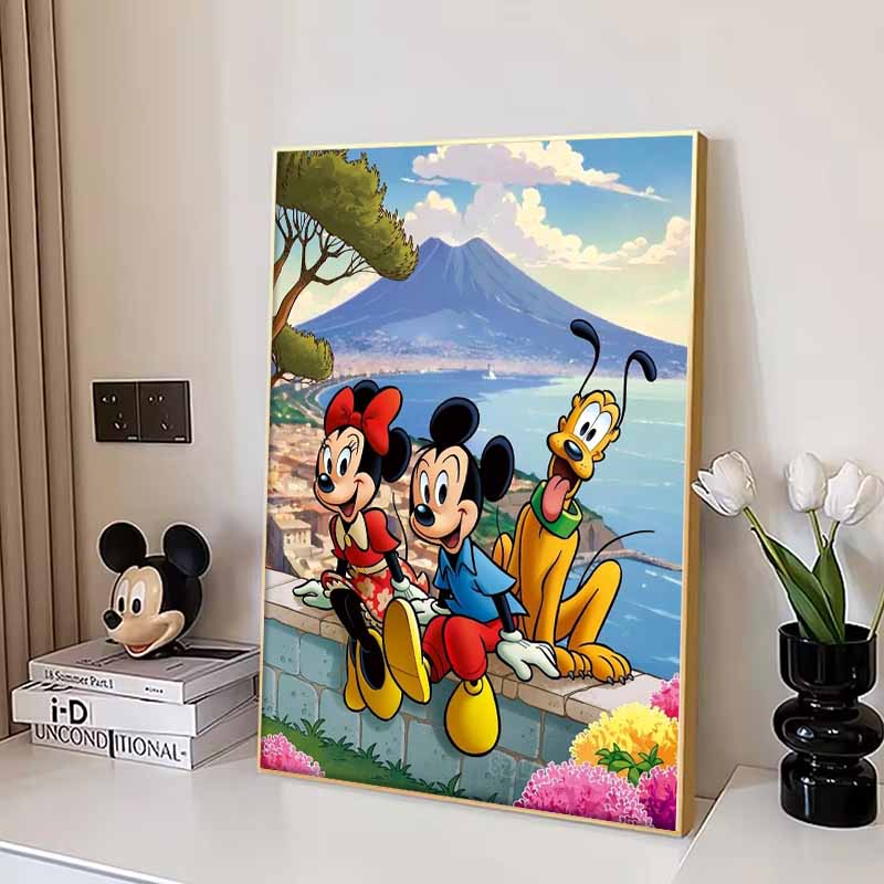 Disney Алмазная мозаика Микки Минни и Плуто Иллюстрация путешествия в Неаполь Настенное украшение Полная выкладка алмазами Вышивка крестом Сделай сам Подарок, Украшение для дома