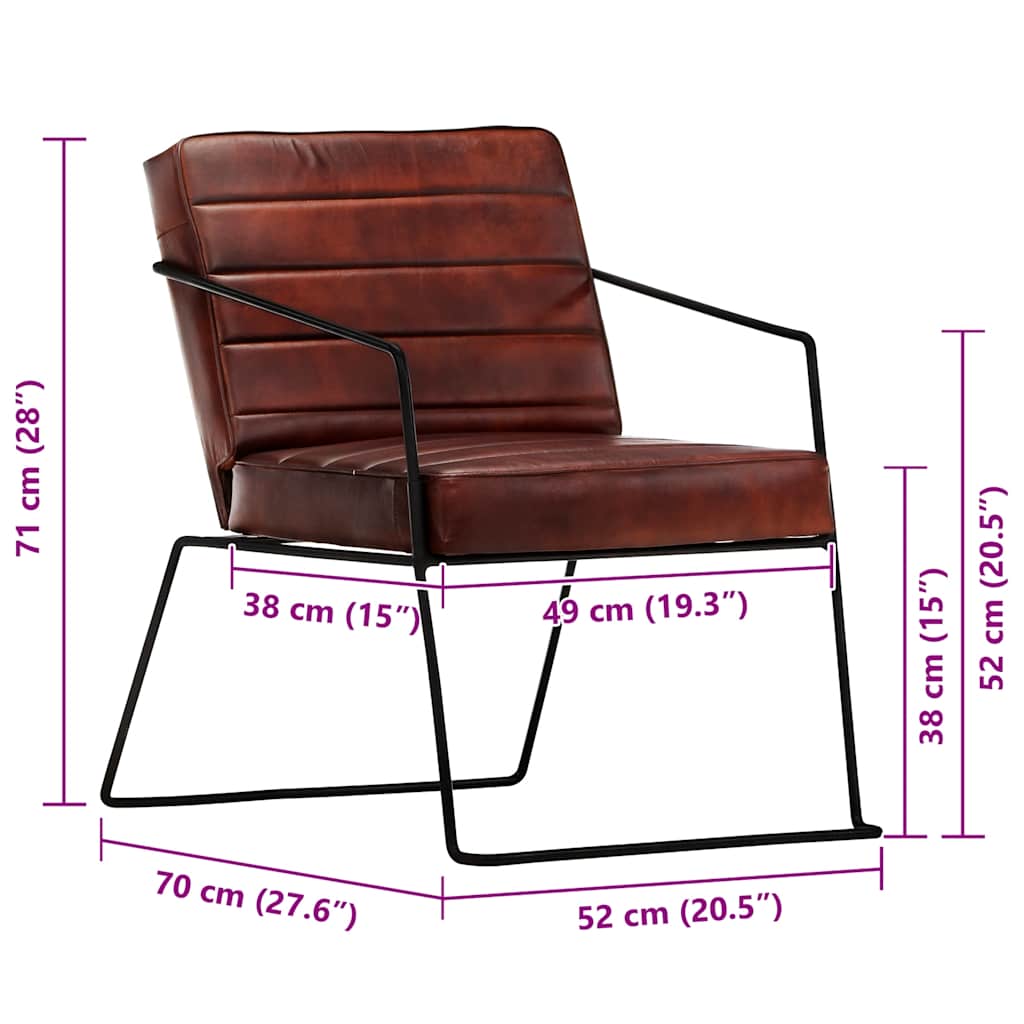 Armchair in Dark Brown Genuine Leather