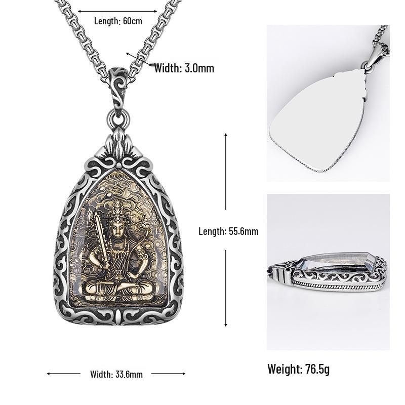 Stainless Steel Zodiac Necklace with Eight Guardian Deities