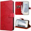 Protective Case - BOOLING - for Samsung Galaxy S25 Plus - Red Leather Effect - Butterfly Pattern - 2 Tempered Glasses