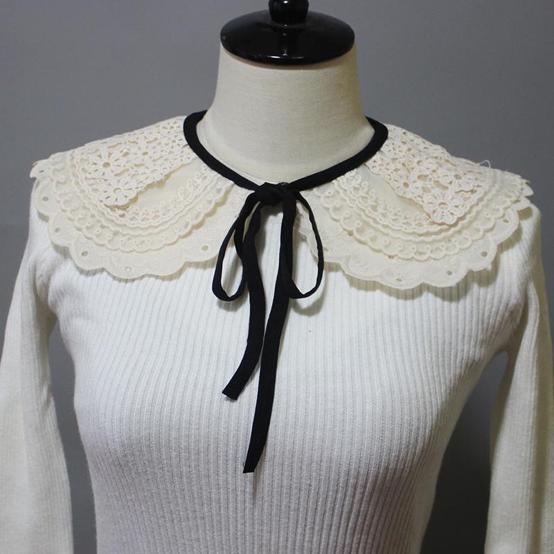 Layer Embroidered Fake Collar Shawl Wrap Decorative Lapel Removable Neckline Ladies Top Collar Clothes Accessories