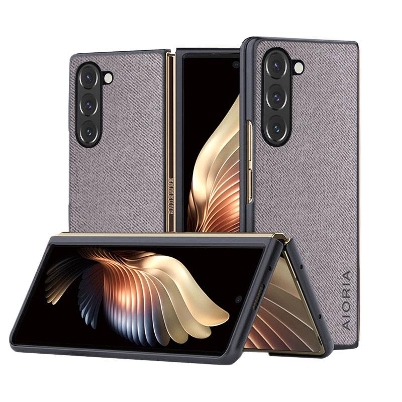 Модный чехол для Samsung Galaxy Z Fold 6 5 4 Fold3 5G простой легкий однотонный текстильный кожаный чехол для чехла fold6