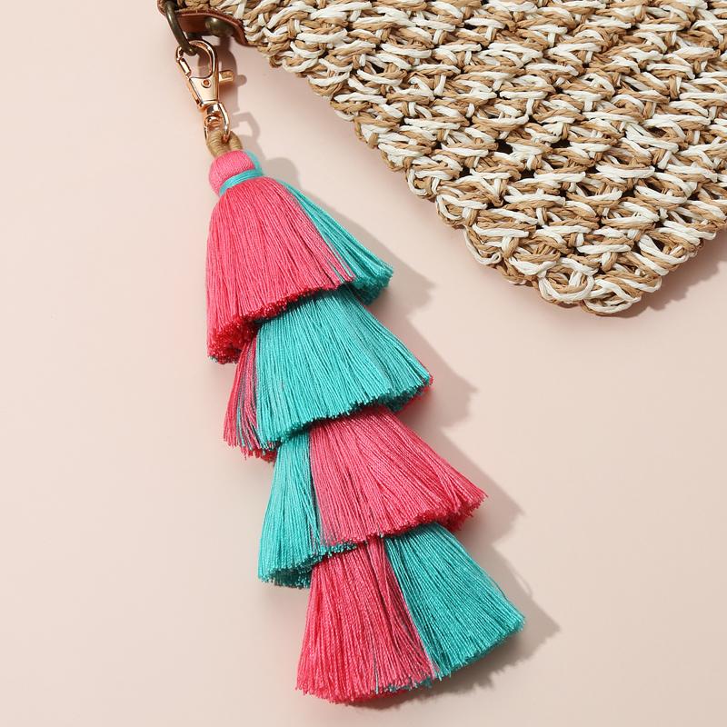 Bohemian Multicolor Handmade Layered Tassel Keychain Simple Key Ring Fit Women Girls Handbag Accessorie Jewelry Gift