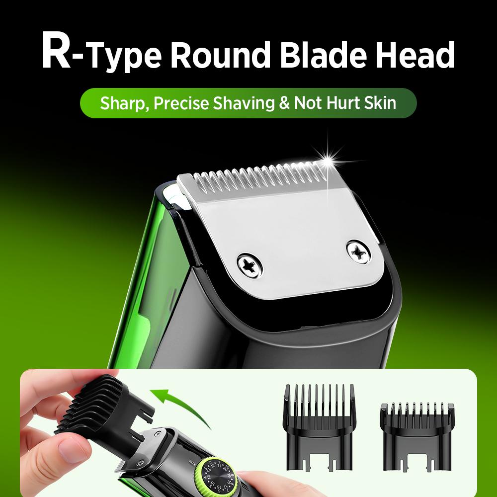 Cordless Men Beard Trimmer Electric Shaver IPX6 Waterproof Built-in Vacuum Clipper for Mustache Sideburns Grooming Kit