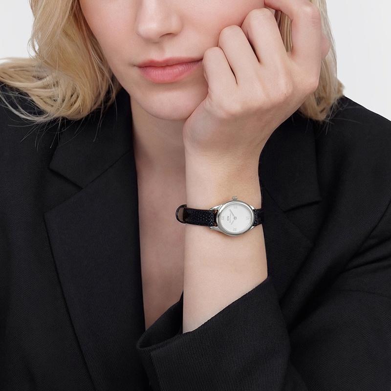 Daniel Wellington Watch Quartz Movement Leather Strap Silver Dial Women's Watch Oval Watch Versatile Fashion DW00100887