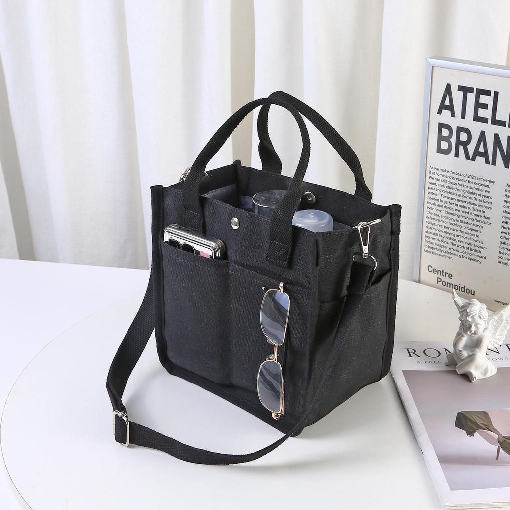 3D Multi-Pocket Canvas Tote Bag: Stylish, Versatile Messenger & Lunch Box Bag