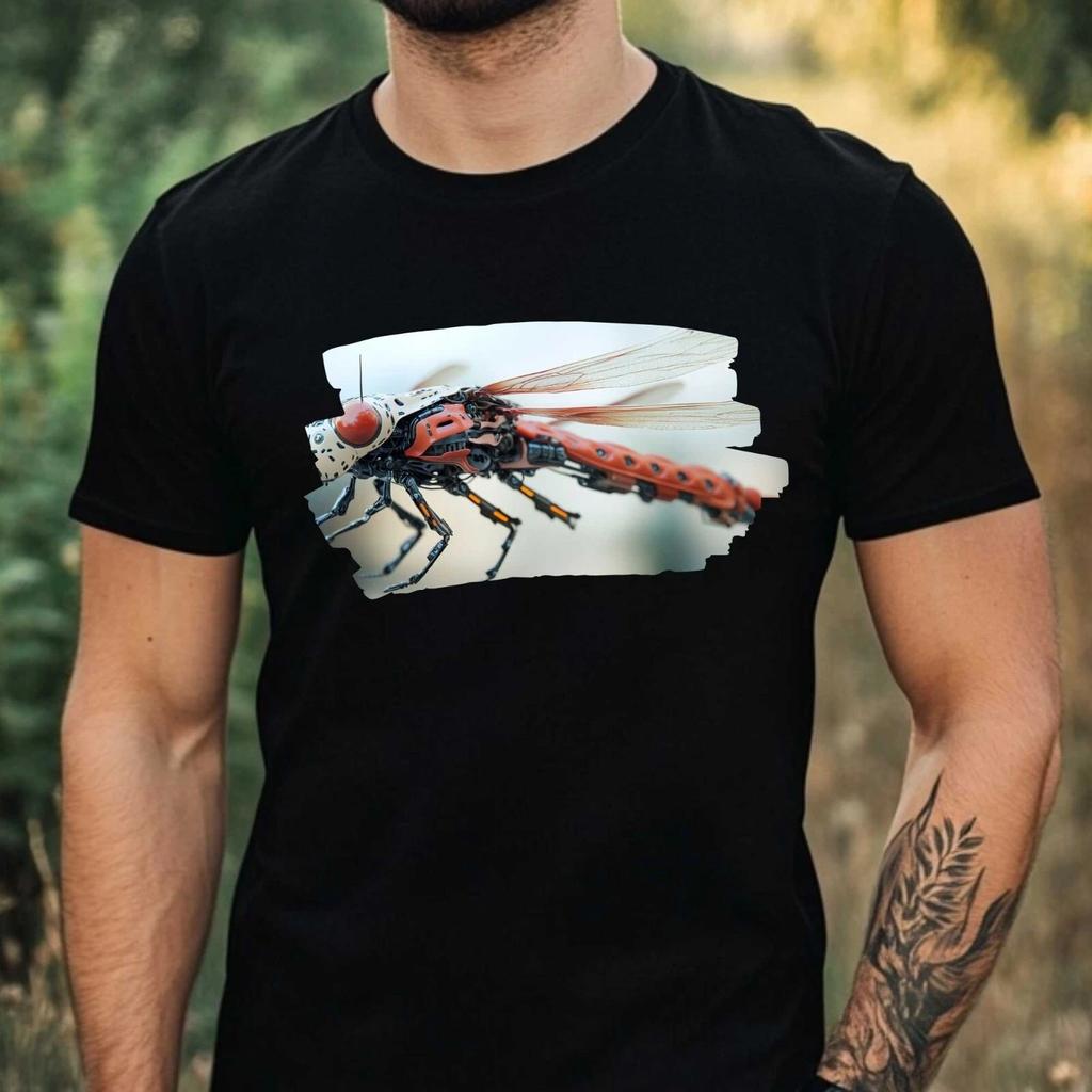 T-Shirt Herren Roboter Libelle Motiv Baumwolle Größe XS bis 5XL