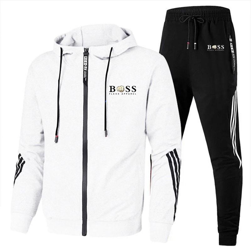 Mens Casual Sportswear Set Hooded Sweatshirt Pants Long Sleeve Cotton Blend Outfit Fall Daily Wear