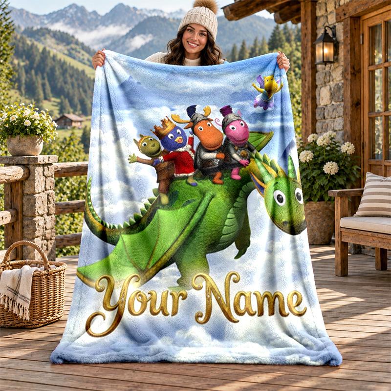 Backyardigans Custom Name Flannel Blanket Personalized Soft Warm Plush Throw Blanket Customized Gift for Family Friends