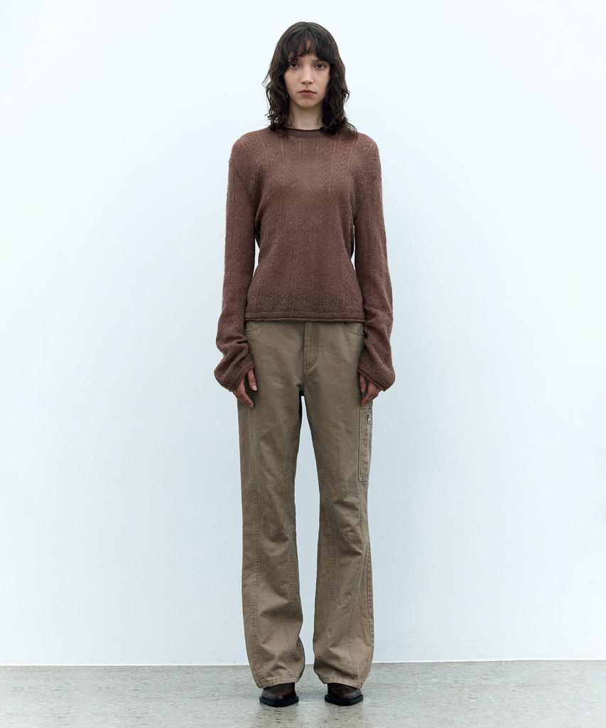 INSILENCE WOMEN Washed Bootcut Pants Ash Beige
