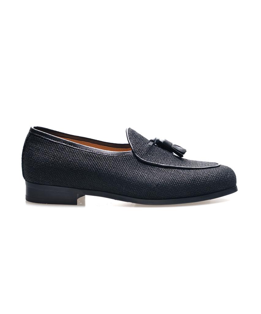 Allclassic Alc4402 Belgian Summer Linen Tassel Loafers_Black