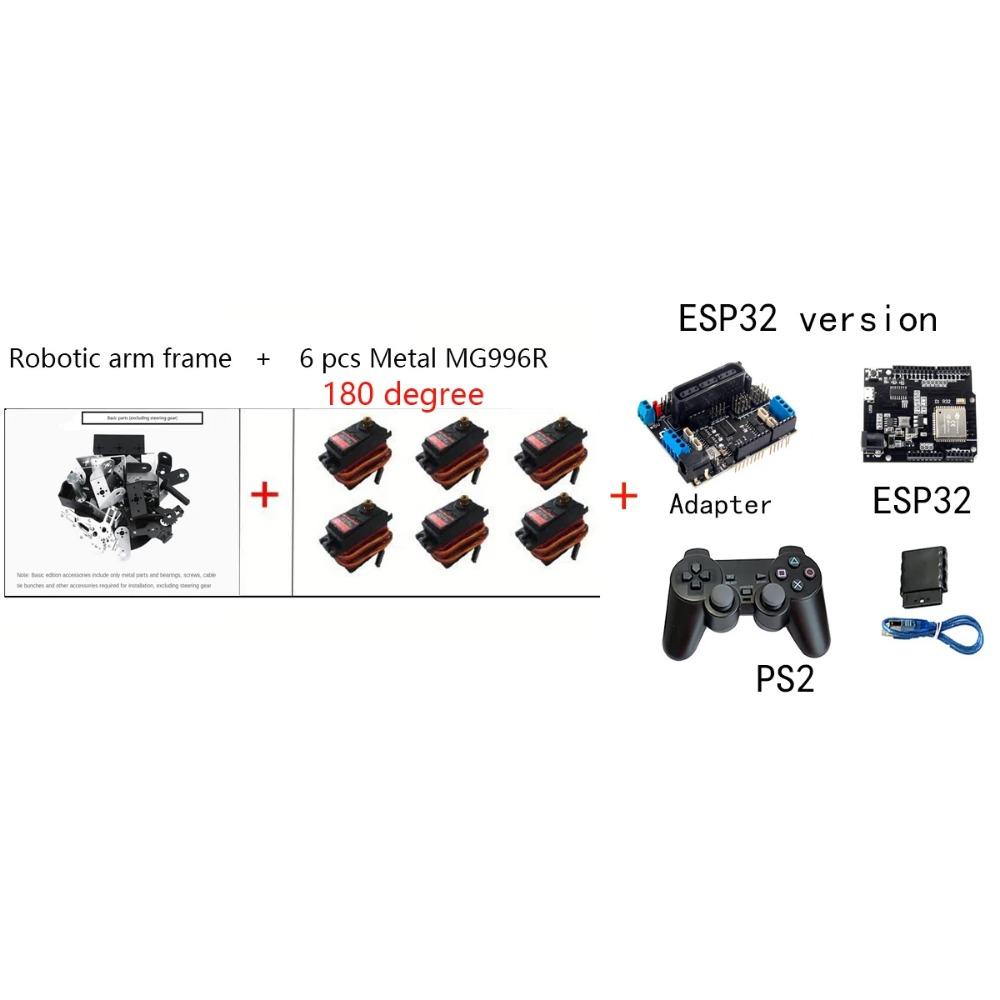 Робот 360 градусов 6 степеней свободы Металлический сплав Механическая рука Клешня Комплект MG996R для Arduino Комплект для робототехники Образовательные Программируемые игрушки Ps2