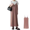 Vmiutyer LLOP Camisole Long Maxi Solid Loose Plus Perfect for Commuting or Office Women's Dress, Dress, Color, Flattering, Spring, Summer, Fall, Slit,