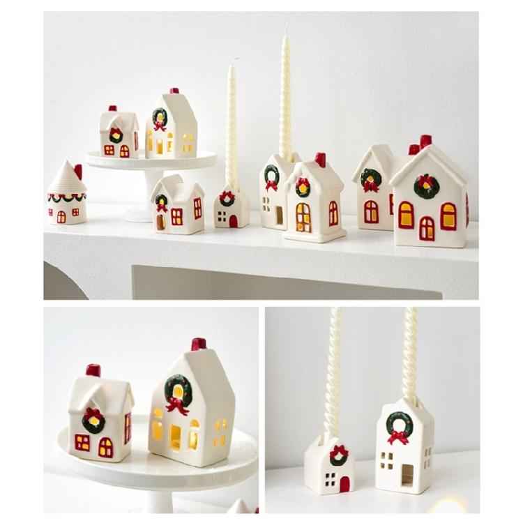 Праздничные керамические домики, декорации, подсвечники на батарейках, рождественская деревня, сезонный подарок, готовые к праздничной демонстрации
