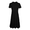 Summer Women Medium Length Hepburn Style French Long Dress Single Breasted Solid Color V Neck