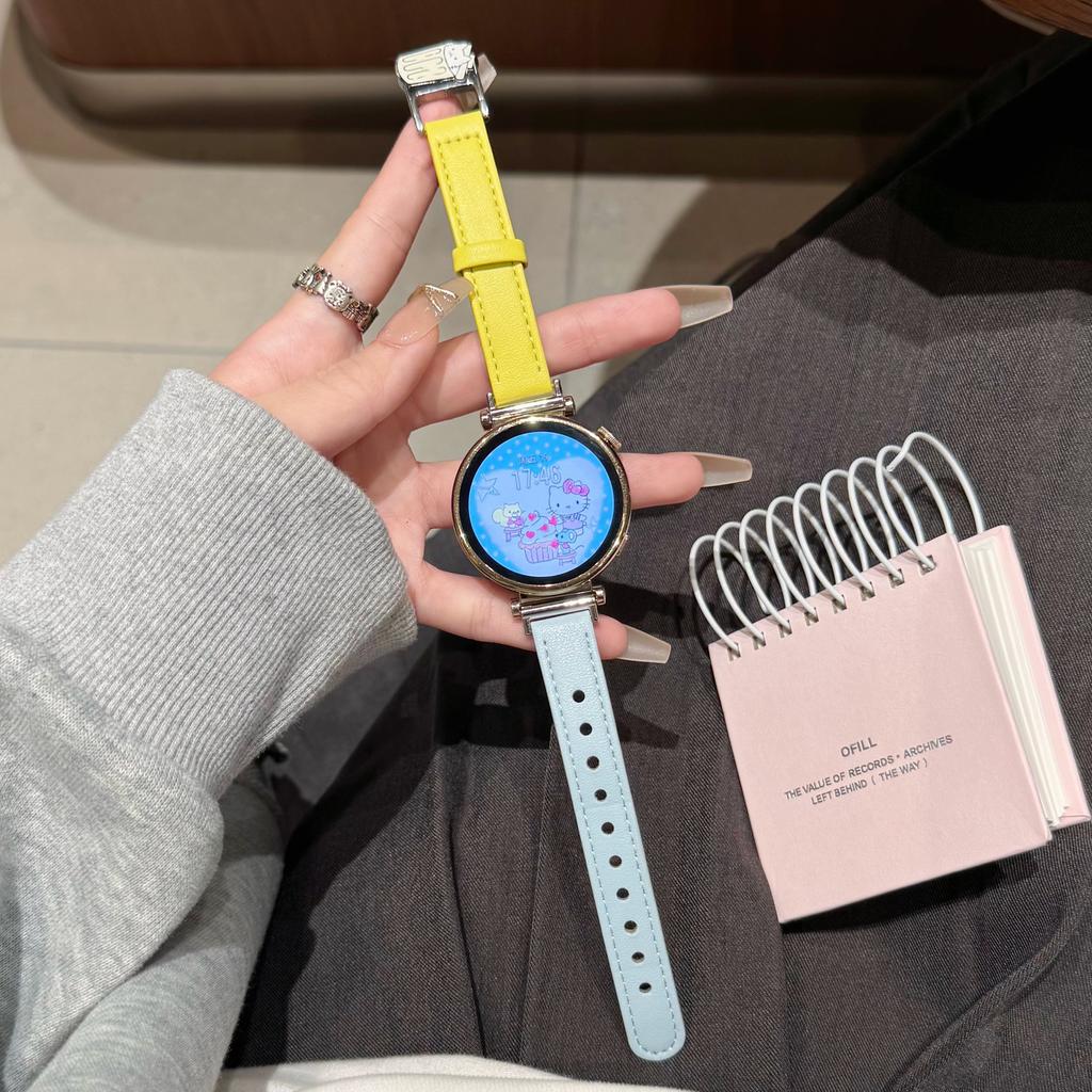 Suitable for Huawei gt6 watch gt5 coffee kitten watch4pro leather Xiaomi 8910 Apple S11 strap