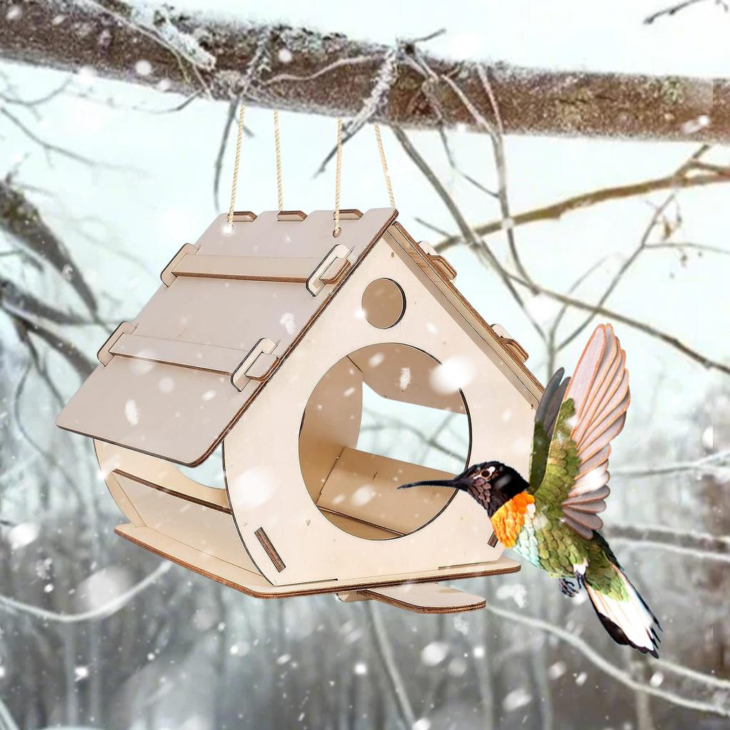 Деревянный домик для птиц, качели, кормушка для птиц, деревянная клетка для птиц (самосборный)