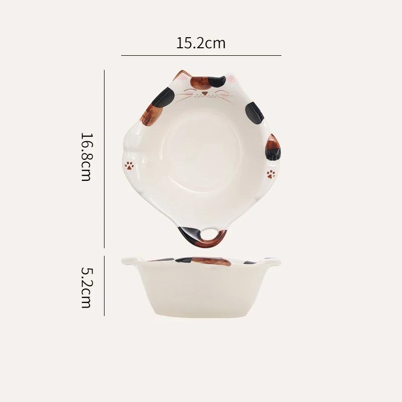 Милая керамическая тарелка с изображением кота, столовая посуда, креативные высококачественные тарелки для послеобеденного чая, торта, десерта, фруктов, изысканные домашние суповые миски