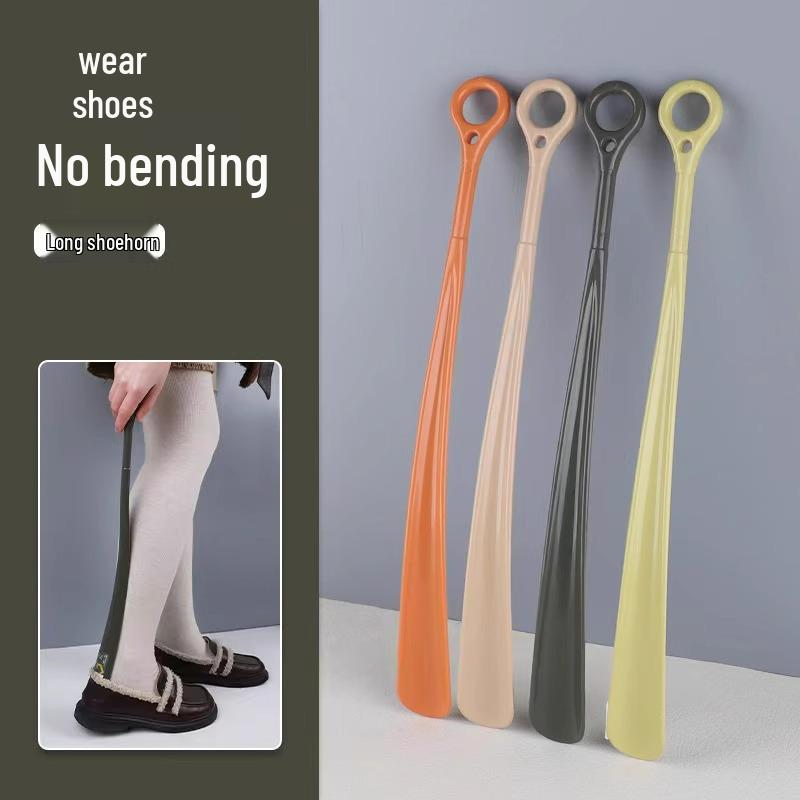 Extended Plastic Shoehorn - No Bend Long Handle for Easy Shoe Wearing, Ideal for Pregnant Women