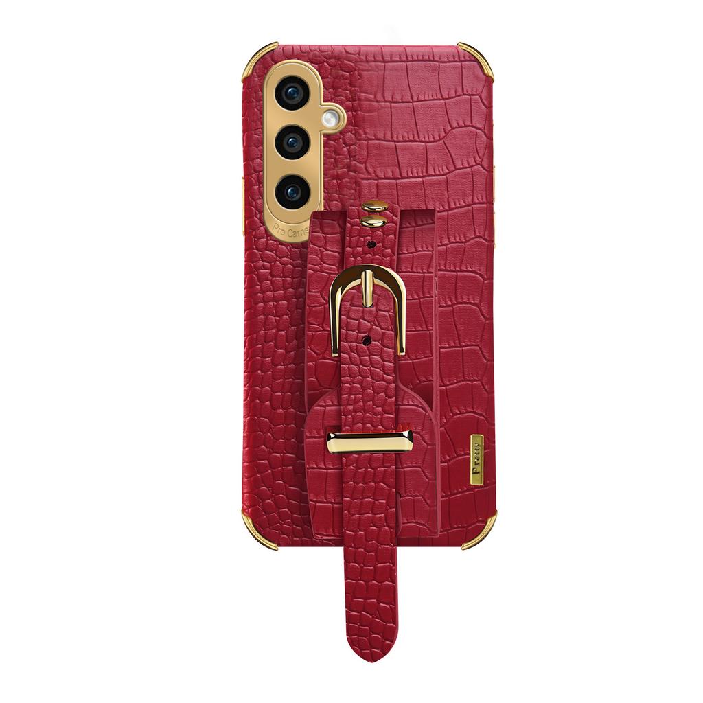 For Samsung Galaxy A15 4G/A15 5G Cell Phone Case Crocodile Texture Wristband Kickstand Back Cover