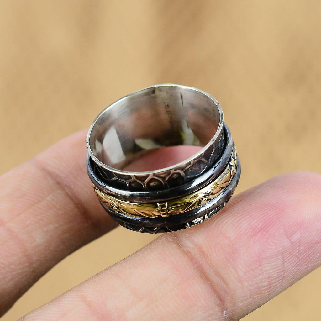 Подарок для женщин Кольцо-спиннер Размер 10,5 Серебро 925 пробы Натуральный Самоцвет без камня