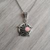 Charm Gothic Silver Color Five-pointed Star Hollowed-out Crescent Purple Crystal Pendant Necklace for Women Halloween Jewelry