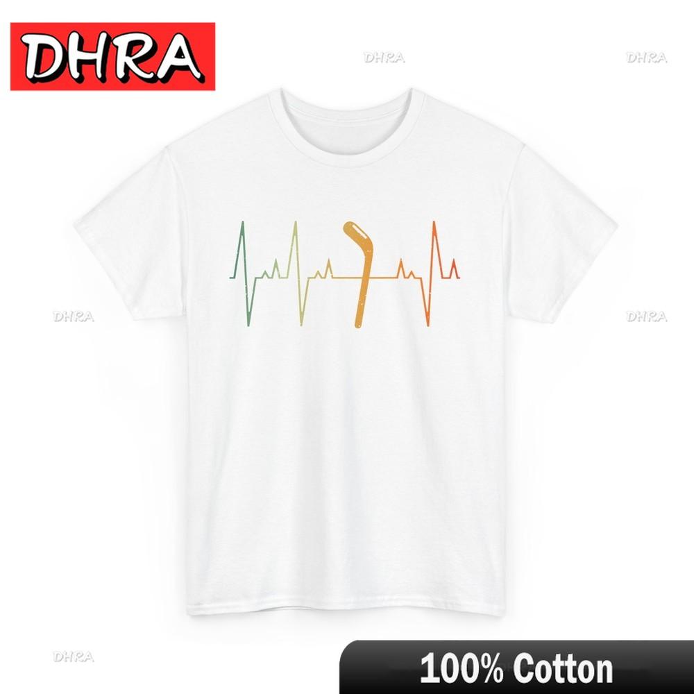 Ice Hockey Shirt Hockey Stick Heartbeat Winter Sports Lovers Shirt Retro Aesthetic Casual Tshirts Bold Edgy Minimalist Clothing