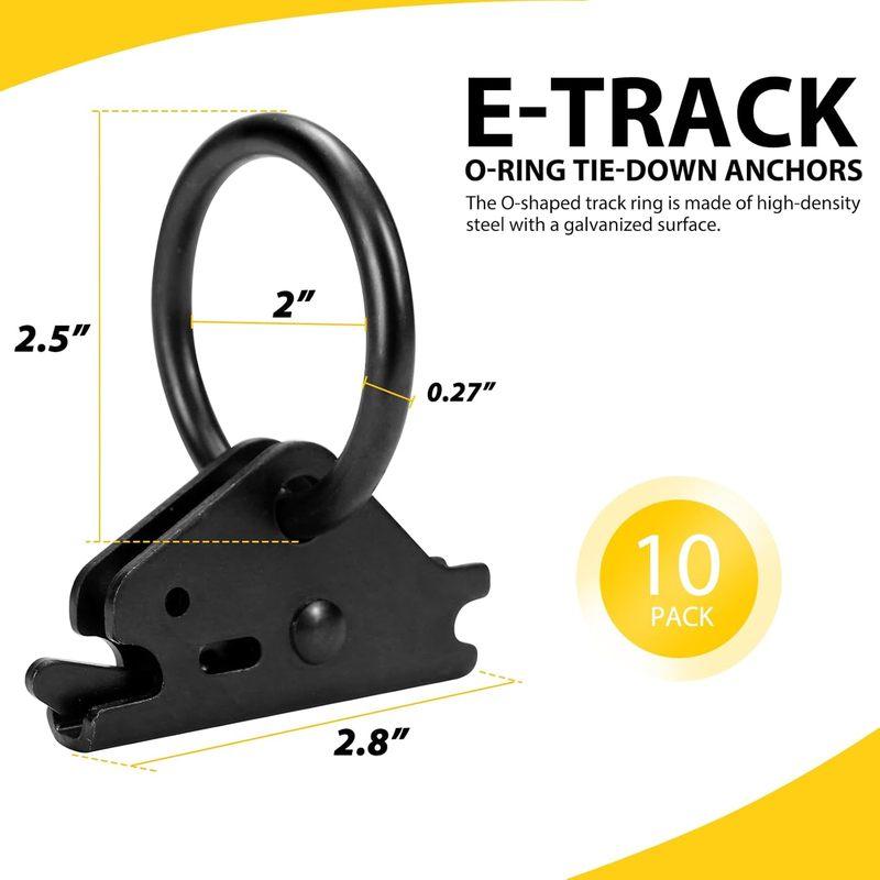 10-Pack Heavy Duty Steel E-Track O-Rings Tie-Down Anchors, for Trailers, Trucks, E Track Accessories
