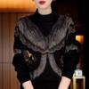 Winter Foreign Style Warm Fashion Versatile and Thin Semi-turtleneck Top Loose Long-sleeved T-shirt Women