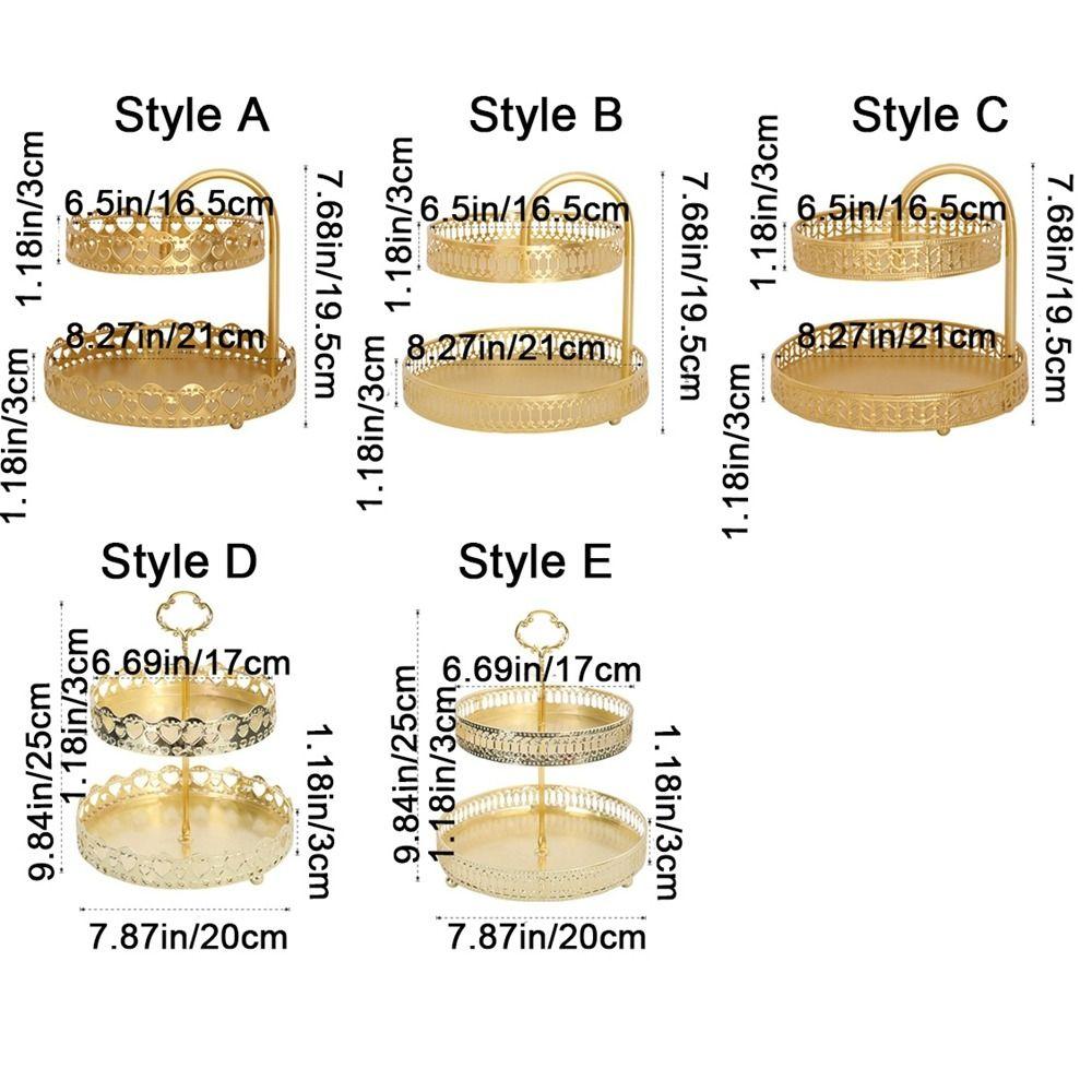 Gold Fruit Serving Tray Hollow Out 2 Tier Fruit Tray Multipurpose Jewelry Dish  Front Desk