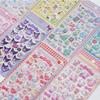 3D   Kuromi Cinnamoroll Stickers Cute Anime Transparent Jelly Crystal Decorative Sticker Note Phone Case DIY Toy