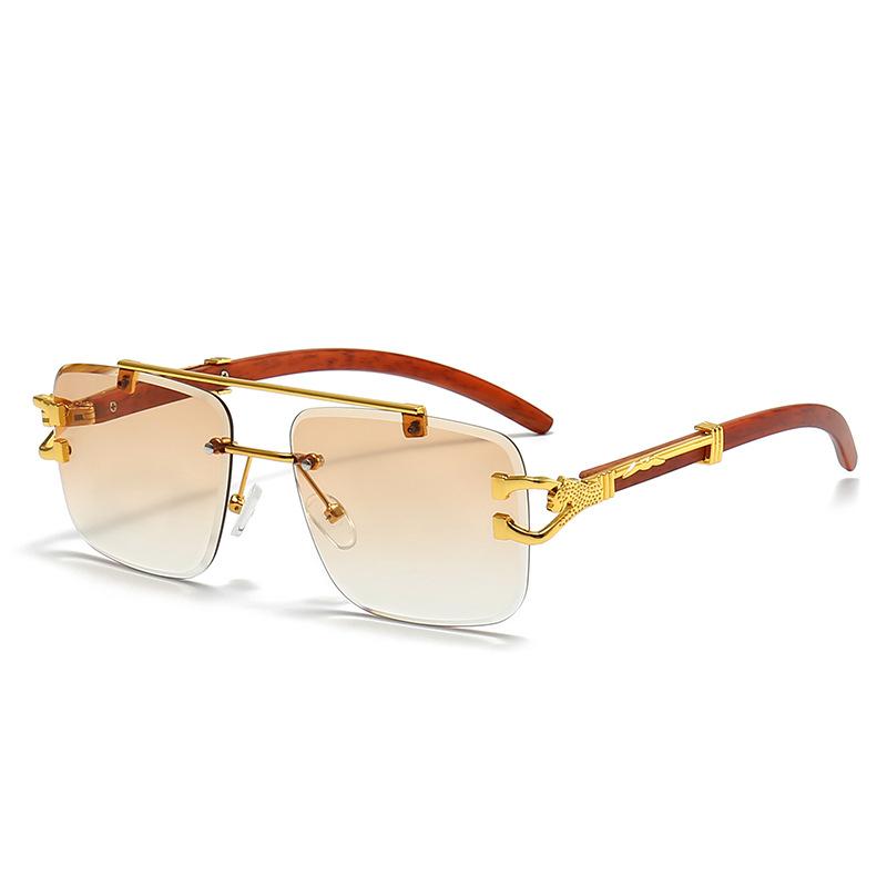 Солнцезащитные очки без оправы женские солнцезащитные очки с двойной оправой квадратные деревянные солнцезащитные очки с изображением головы леопарда мужские
