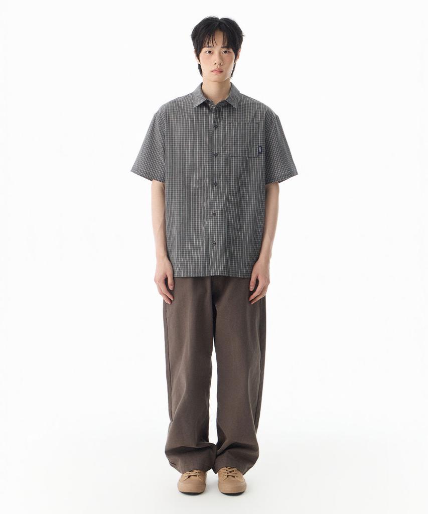 NOT ONLY FOR TODAY Check Pocket Short Sleeve Shirt [Black]