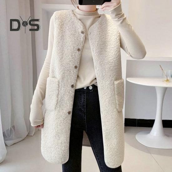 Women Vest Stylish Casual Sleeveless Coat V Neck Button Closure Lady Jacket with Pocket for Daily Wear