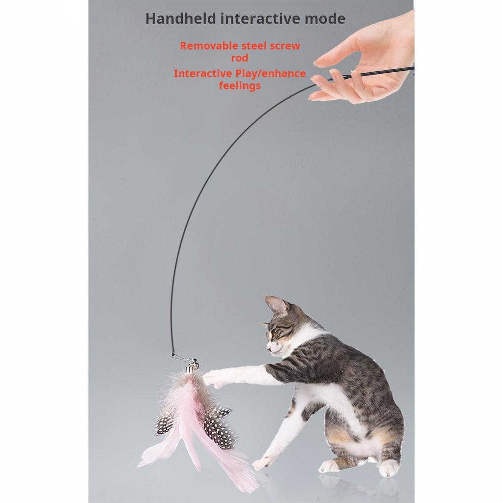 Vogue Steel Wire Pet Supplies Automatic Cat Toy Cats Toys Cat Accesorios Feather Wand Funny Detachable Suction Cup Replacements Interactive Durable