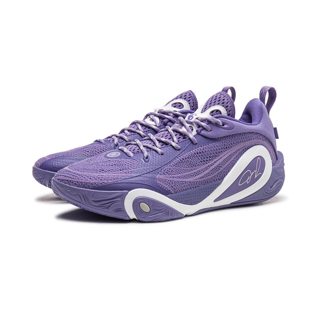 Li Ning DLO1 Амортизация Скользкая Устойчивость к истиранию Отскок Сцепление Низкие Баскетбольные кроссовки Мужские Колокольчиковый фиолетовый ABPV009-8