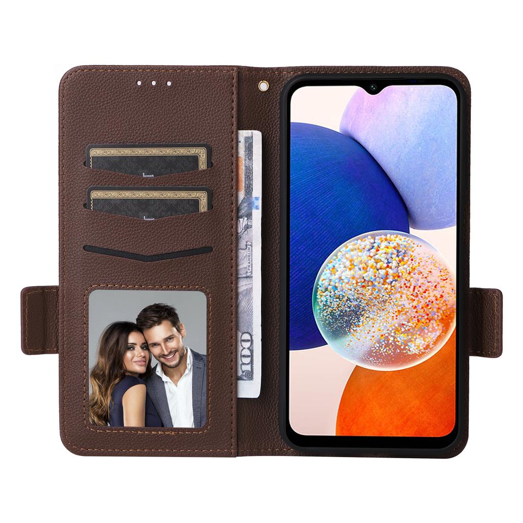 Для Samsung Galaxy A15 4G/5G Чехол-кошелек из ПУ кожи с текстурой личи, с подставкой