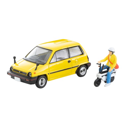 TOMYTEC LV-N272b Honda City R (Yellow) with Motocompo (1981 Model)
