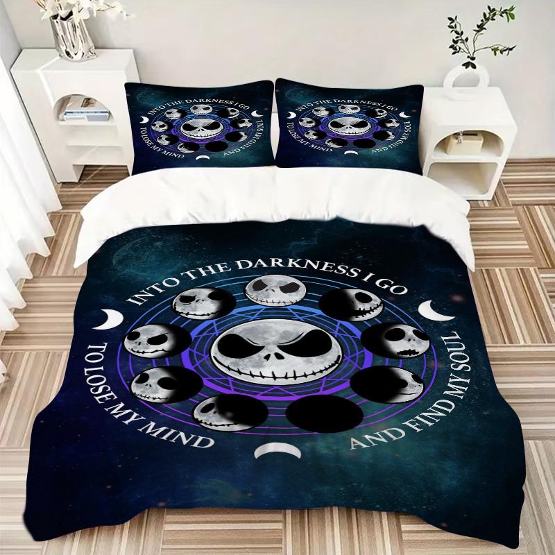 3Pcs Jack Skellington'S Journey Bedding Set Quilt Cover Pillowcase Home Christmas Xmas Halloween Gift 1 Duvet Cover 2 Pillowcase M924525