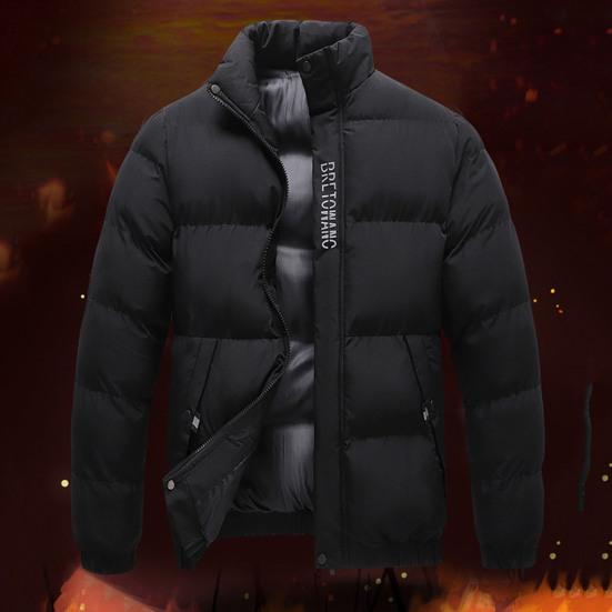 Стильная зимняя мужская хлопковая куртка ветрозащитный дизайн с карманным воротником с лацканами с буквенным принтом короткая повседневная красивая хлопковая куртка-пальто