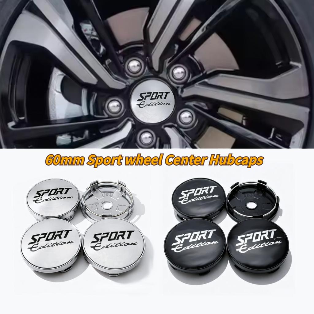 4pcs Sport Edition Logo Emblem Car Wheel Center Caps O.D 60MM 56MM Rim Hubcaps Dust Cover Wheels Hub Cap Replace Car Accessories