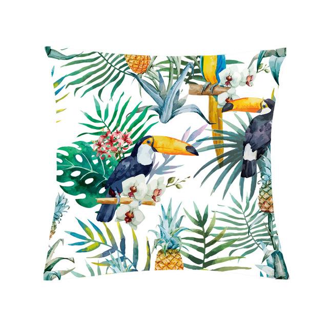 Tropical Plants Pillow Case Polyester Decorative Pillowcases Green Leaves Throw Pillow Case Kussensloop Almohada Poszewka Zt306