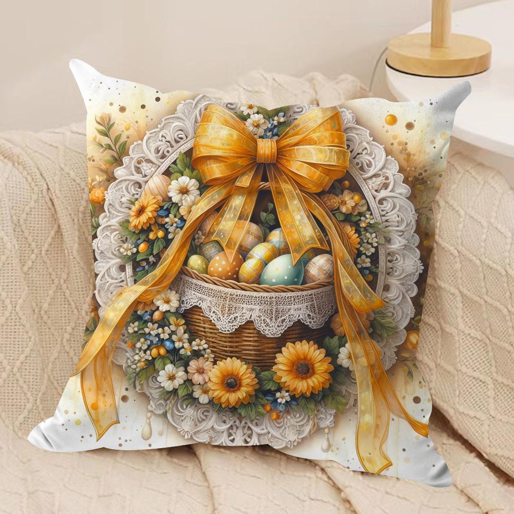 Easter Rabbit cute Cushion Cover Silky Short Plush Invisible Zipper Dustproof Sofa Pillow Case for Home Decor