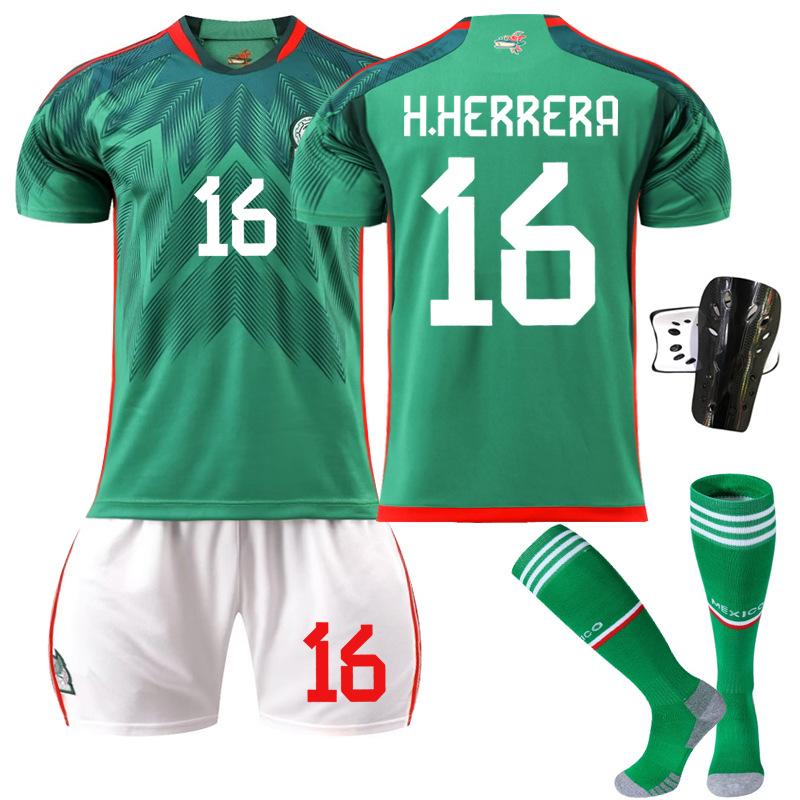 Mexico Football Jersey No. 14 Home 16 Green 9 Raul 22 Lozeno Set Socks Short Sleeves