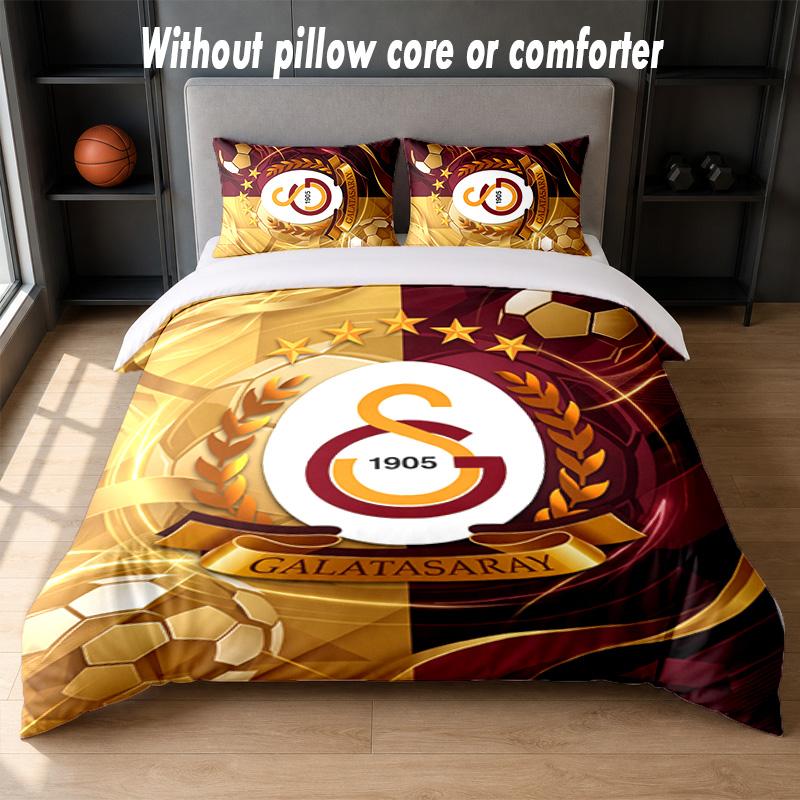 Galatasaray FC Design Bed Bedding Set 1 Duvet Cover + 2 Pillowcases Soft Breathable Household Bed Linens