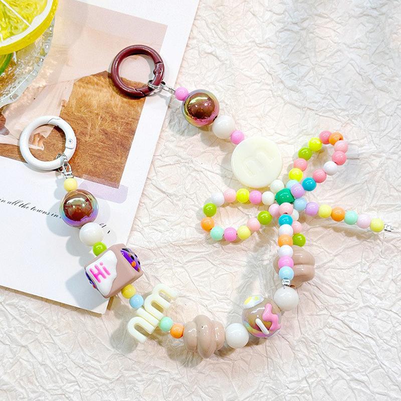 Цветной ремешок на запястье для мобильного телефона, женский ремешок с короткой цепочкой, устойчивый к потере, чехол для мобильного телефона, подвеска для ключей, ремешок с подвеской для телефона