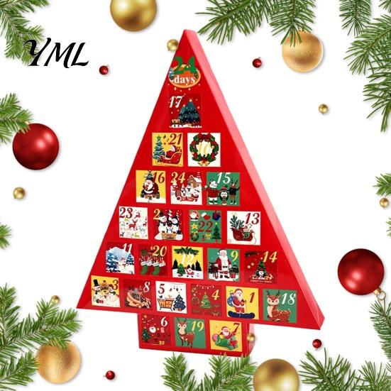 Xmas Party Treat Holder Christmas Tree Advent Calendar Box, DIY Surprising Shaped Paper Hole Punch Holiday Box Gift Fillable Countdown for Candy Small