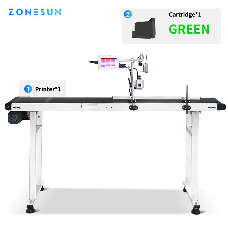 ZONESUN ZS-DC127 Auto Inline Inkjet Printer 12.7mm TIJ Date Coding Machine QR Code Barcode Batch Number Expiry Bottle Conveyor
